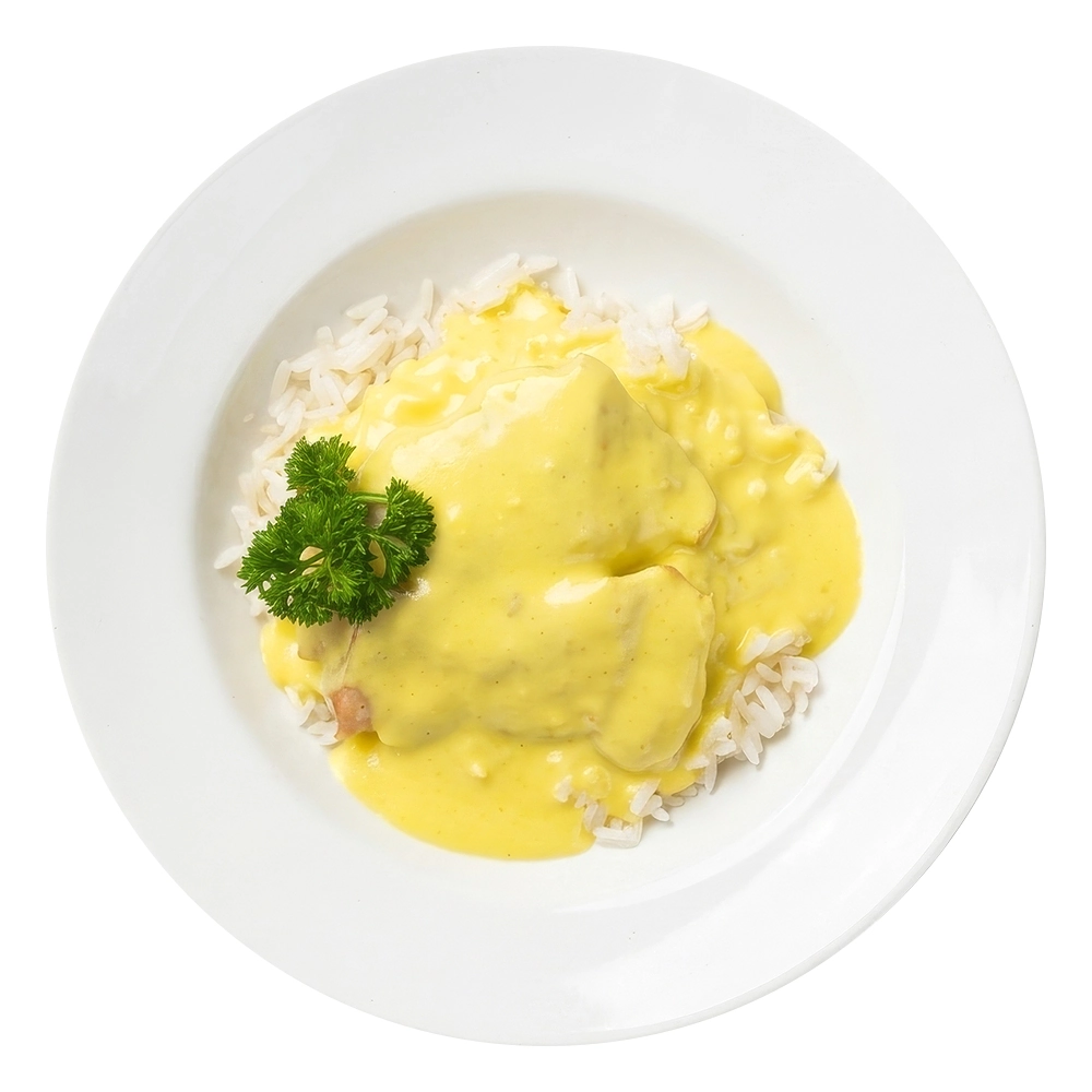 Куриное бедро с рисом и сырным соусом
